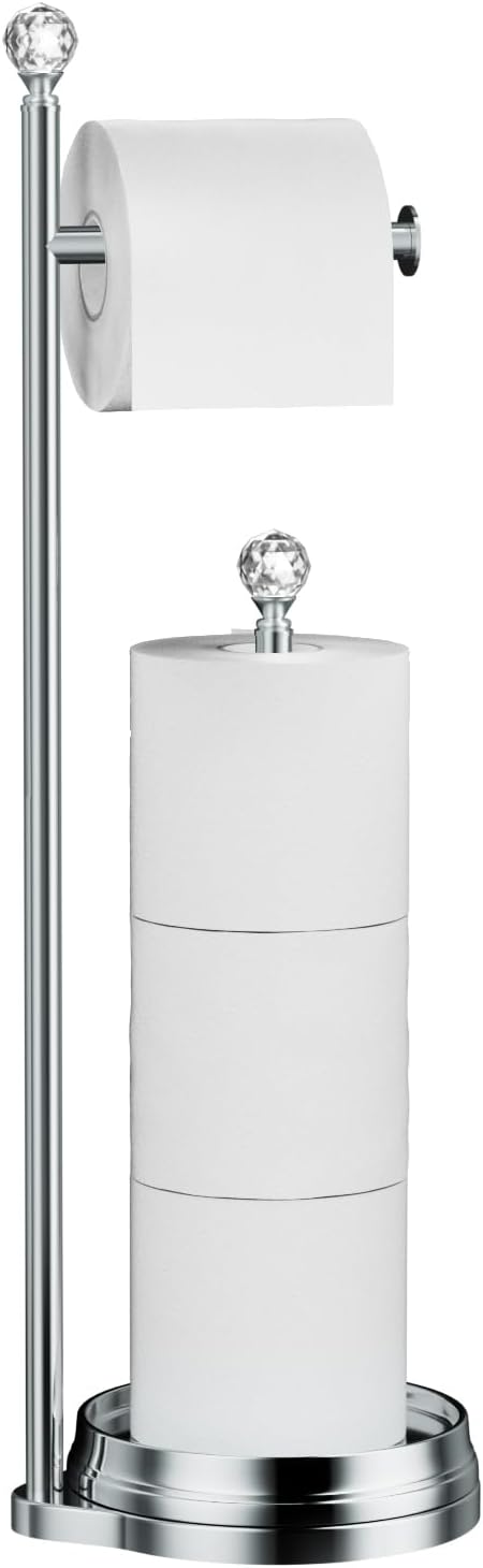 Toilet Paper Holder for Bathroom, Heavy Weighted Metal Free Standing Toilet by Kasunto