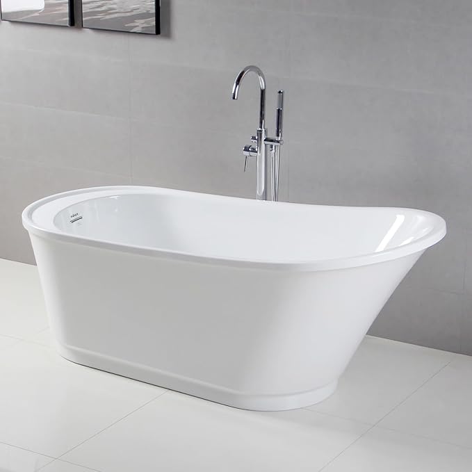 FerdY Langkawi 59" Acrylic Freestanding Bathtub, cUPC Certified, Chrome Drain - Image 3