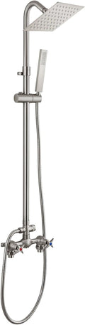 Wall Mounted Outdoor Shower Set Brushed Nickel 6 Inch Square Rainfall Shower by cinwiny