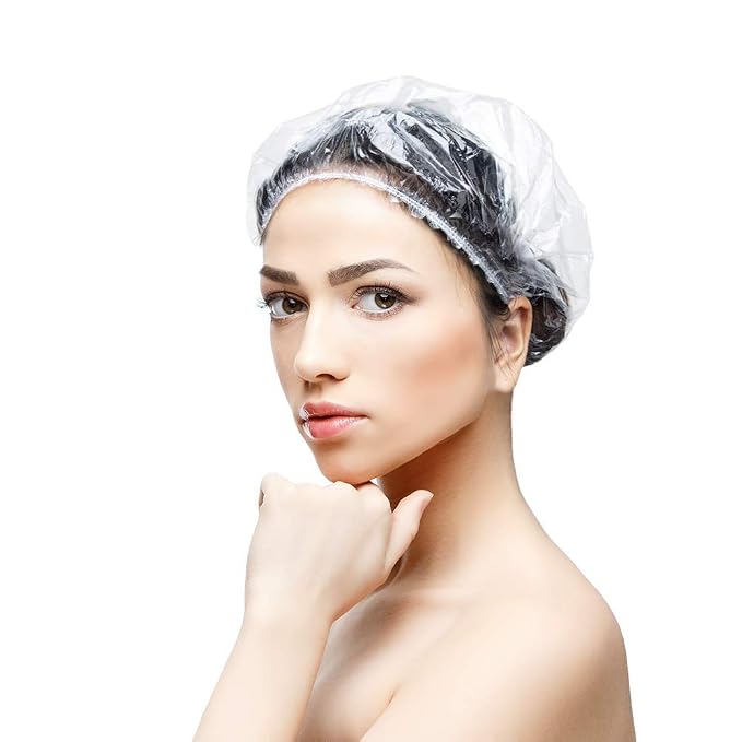 50PCS Disposable Shower Caps, Plastic Clear Thickening Bath Hair Cap and - Image 6