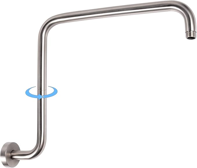 PHASAT S Shaped Shower Arm, Shower Arm Extension Brushed Nickel, High Rise by PHASAT
