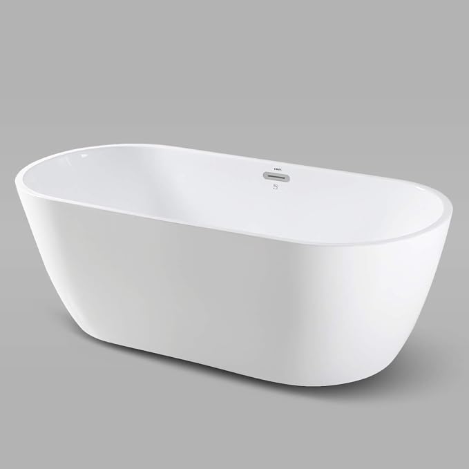 FerdY Bali 67" Acrylic Freestanding Bathtub, Ergonomic Lightweight Classic Oval - Image 2