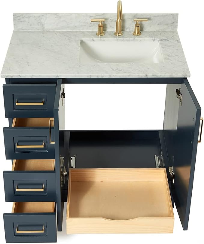 ARIEL Taylor 37 Inch Midnight Blue Bathroom Vanity - Image 4