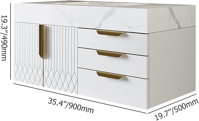 homary 35" White Floating Bathroom Vanity Set, Wall-Mounted Single Sink Cabinet - Image 2