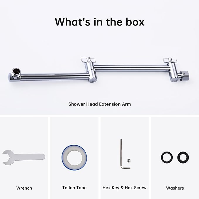 G-Promise 16 Inch Shower Head Extension Arm, Solid Brass Height & Angle - Image 6