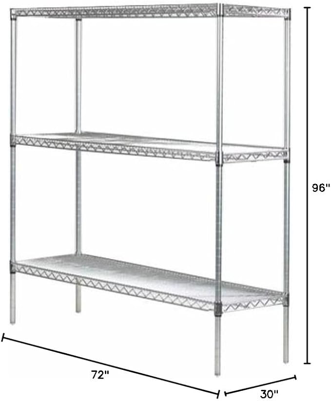 Omega 30" Deep x 72" Wide x 96" High 3 Tier Chrome Starter Shelving Unit - Image 2