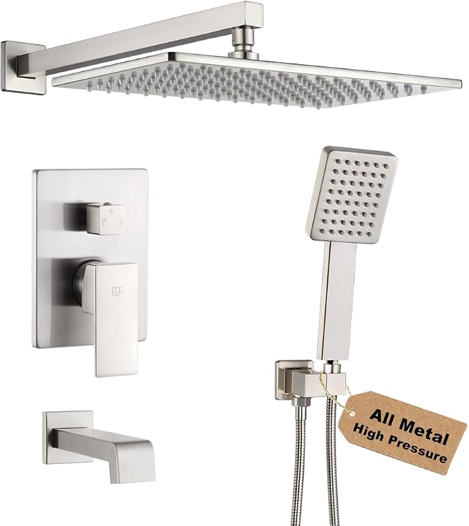 POP SANITARYWARE Shower Tub Faucet Set Brushed Nickel Bathroom Shower System by POPSANITARYWARE