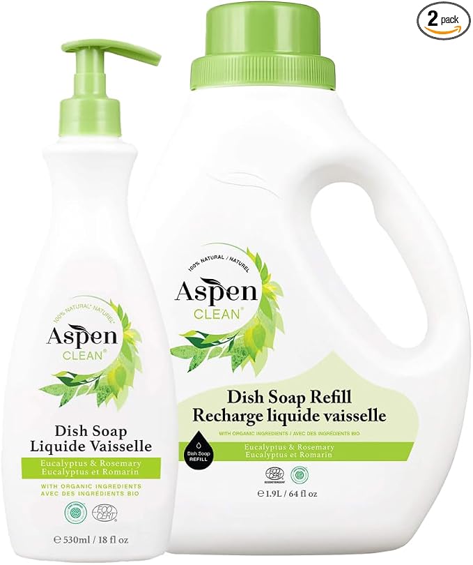 AspenClean Natural Dish Soap and Refill Eucalyptus and Rosemary by AspenClean