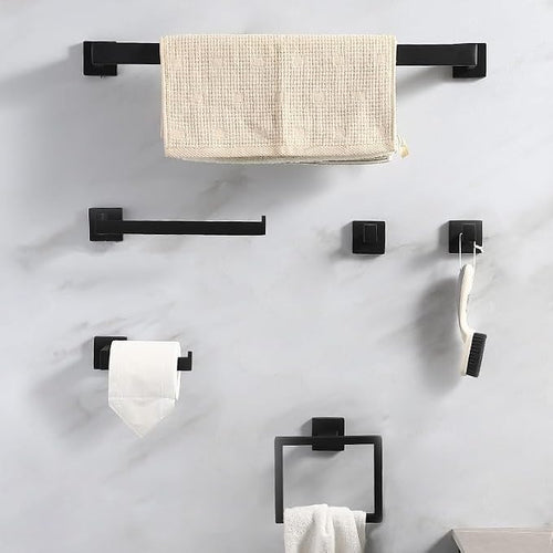 16-inch Black Towel Rack Set, SUS304 Stainless Steel Bathroom Wall-Mounted by Unknown