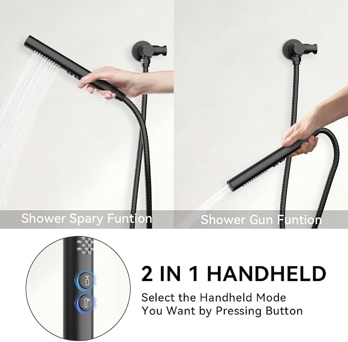 Shower Systems Shower Faucet Sets STARBATH 3 Way 12+6" Round Dual Rainfall - Image 4