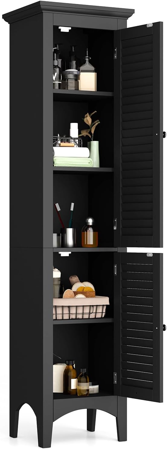 Tangkula 63" Tall Bathroom Storage Cabinet, Freestanding Narrow Linen Tower by TANGKULA