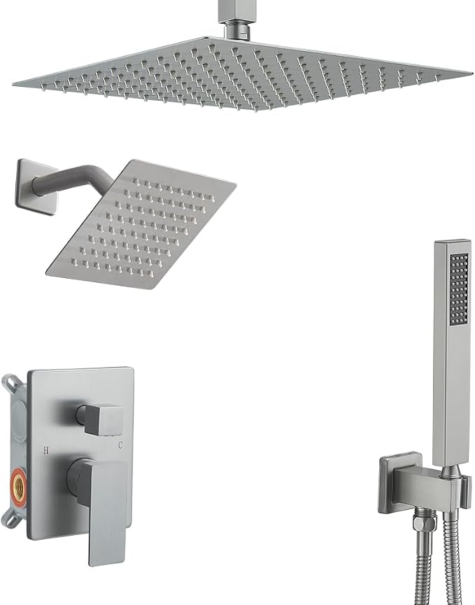 Brushed Nickel Shower System, Knob Switch Diverter Shower Faucet Set by YCAIKOI