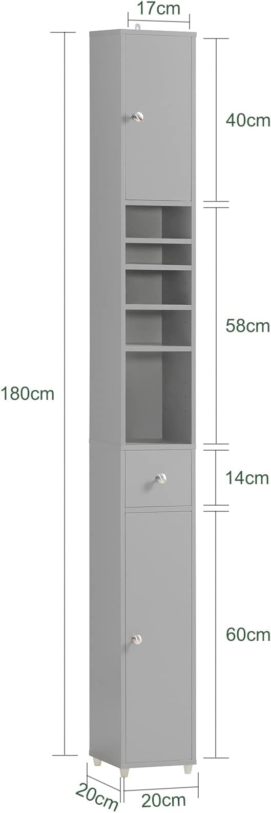SoBuy Bathroom Narrow Storage Cabinet Skinny Tall Unit - Image 3