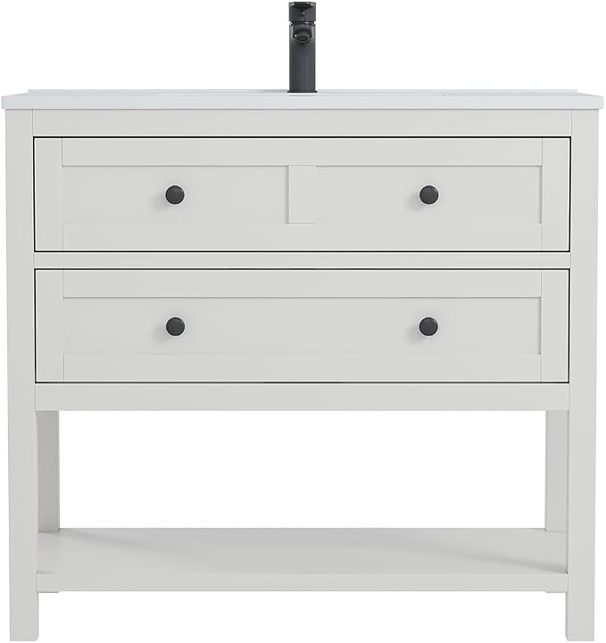 36 Inch Bathroom Vanity with Sink, Modern Bathroom Single Sink Vanity, Storage - Image 9