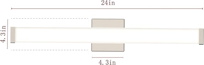 Bathroom Vanity Light Brushed Nickel Square LED 24 inch 14W 4000K Natural White - Image 3