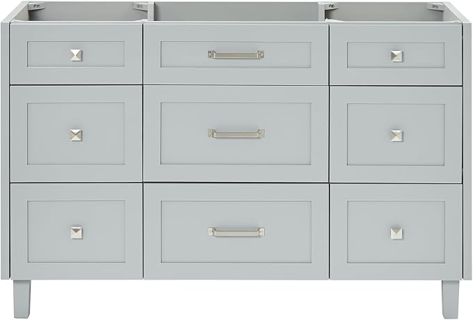 ARIEL Monroe 54 inch Bathroom Vanity Without Sink in Grey, Bathroom Base Cabinet by Ariel