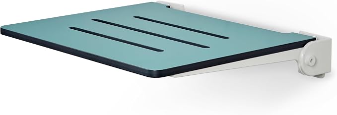 18 inch Silhouette Slimline Folding Wall Mount Shower Bench Seat, Teal Seat - Image 3