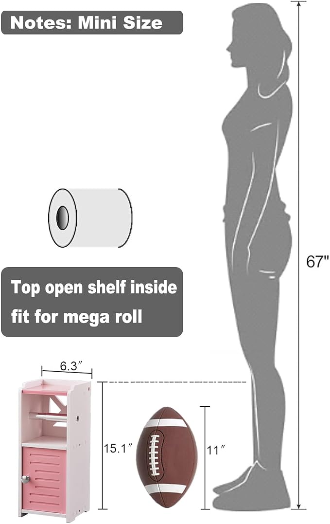 AOJEZOR Toilet Paper Holder Stand: PVC Freestanding Cabinet Storage - Image 2