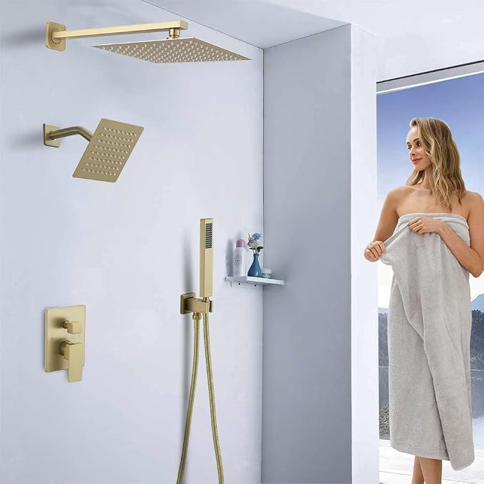 Shower Faucet Set Brushed Gold Shower System, Knob Switch Diverter Shower Faucet - Image 2