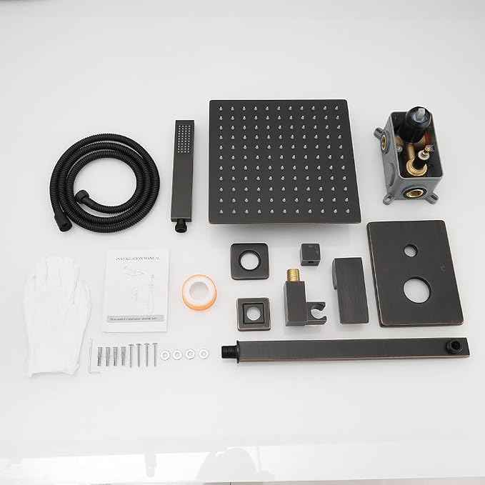 Oil Rubbed Bronze rain Shower Faucet Set Shower System 10 Inches Square Shower - Image 6