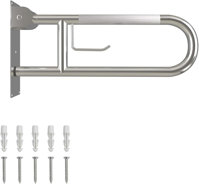 23 Inch Toilet Grab Bar, Flip Up Grab Bar by Bmoytu