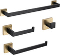 TURS 4-Piece Bathroom Hardware Set Black and Brushed Gold Towel Bar Holder Set by TURS