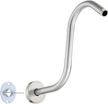 Shower Head Arm 10 Inch Brushed Nickel, RAINREVIVE S Shaped Shower Head by RAINREVIVE