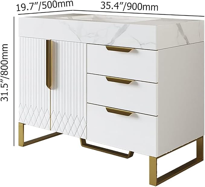 homary 35" White Freestanding Bathroom Vanity Set, Floor-Mounted Single Sink - Image 2