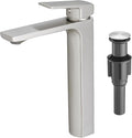 VOTON Brushed Nickel Vessel Sink Faucet Single Handle Tall Bathroom Sink Faucet by VOTON