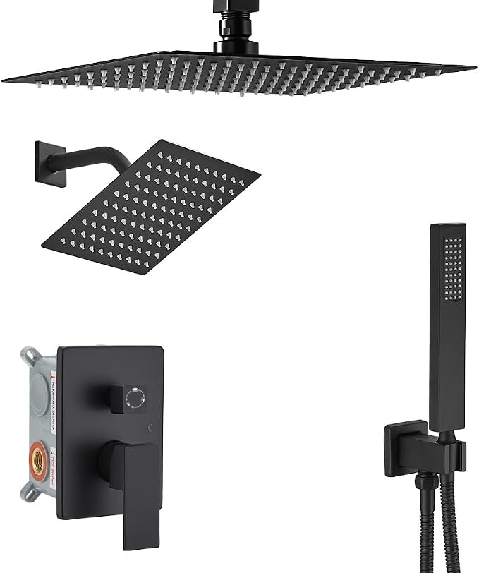 Shower Faucet Set Matte Black Shower System, Knob Switch Diverter Shower Faucet by YCAIKOI