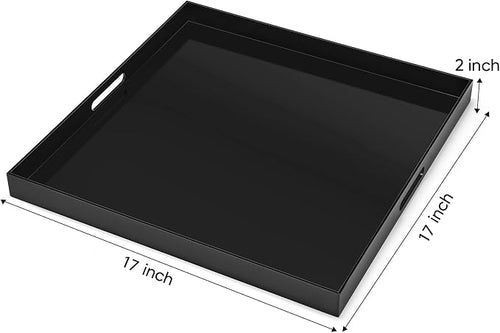 17×17 inches Oversized Black Acrylic Ottoman Tray Extra Large Decorative Tray - Image 2