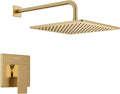 Lava Odoro 12-inch Modern Square Shower Faucet Set Champagne Gold, Shower Trim by LavaOdoro