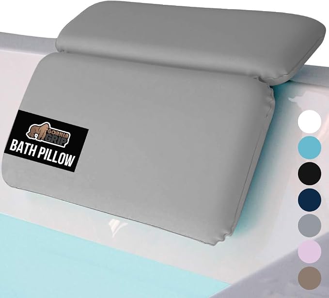 GORILLA GRIP Bath Pillow for Tub, Improved Suction Cups, Luxury Bathtub Pillows by GorillaGrip