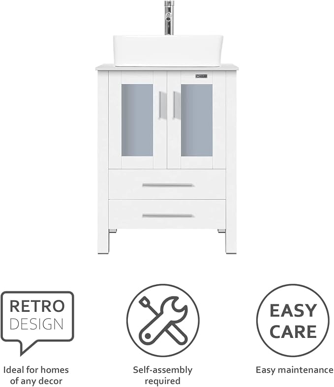 eclife 24" Modern Bathroom Vanity Sink Combo Freestanding Cabinet - Image 4