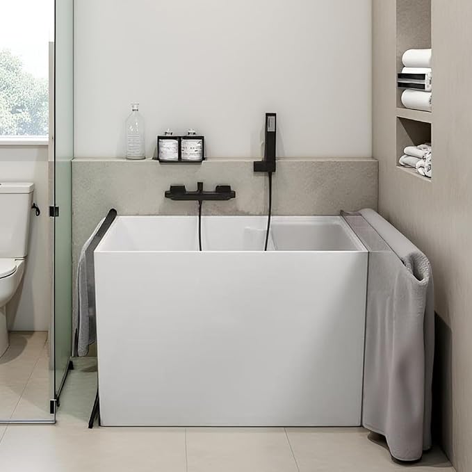 47" Acrylic Freestanding Bathtubs, Stand Alone Tub, Japanese Soaking Tubs by MEDUNJESS