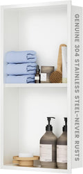 304 Stainless Steel Shower Niche Insert-Glossy White 24 x 12" No Tile Needed by Vlaeng