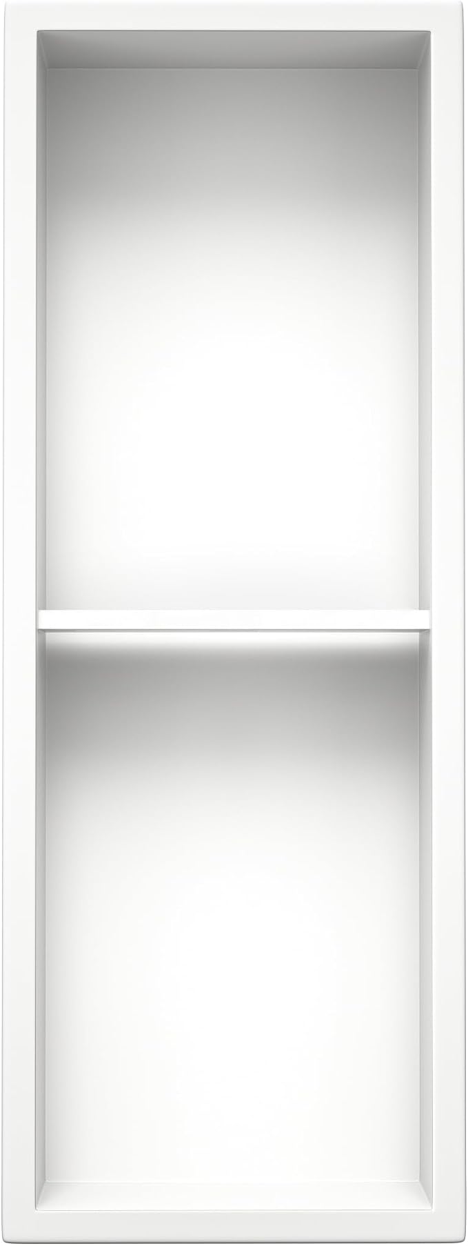Stainless Steel Shower Niche 8"×24" White Double Shelves No Tiled Needed Niche - Image 7