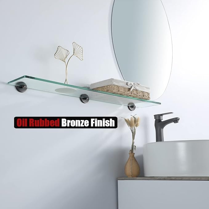 JQK Bathroom Glass Shelf Oil Rubbed Bronze, Tempered Glass Shower Storage 30 by - Image 2