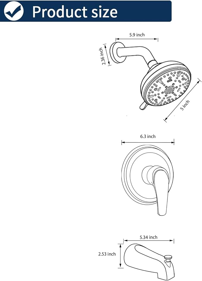 Tub Shower Faucet Combo Set Bathtub Faucet Set Shower System - Image 7