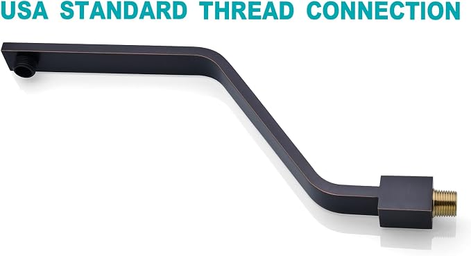 16 Inch S Shape Oil Rubbed Bronze Shower Head Arm, Square Wall Mounted Shower - Image 5