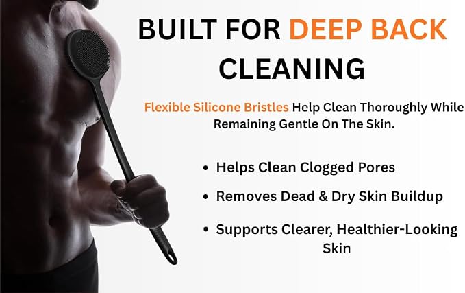 ARK Silicone Scrubber for Shower, 17 in Lengthened Long Handle Body Brush - Image 5