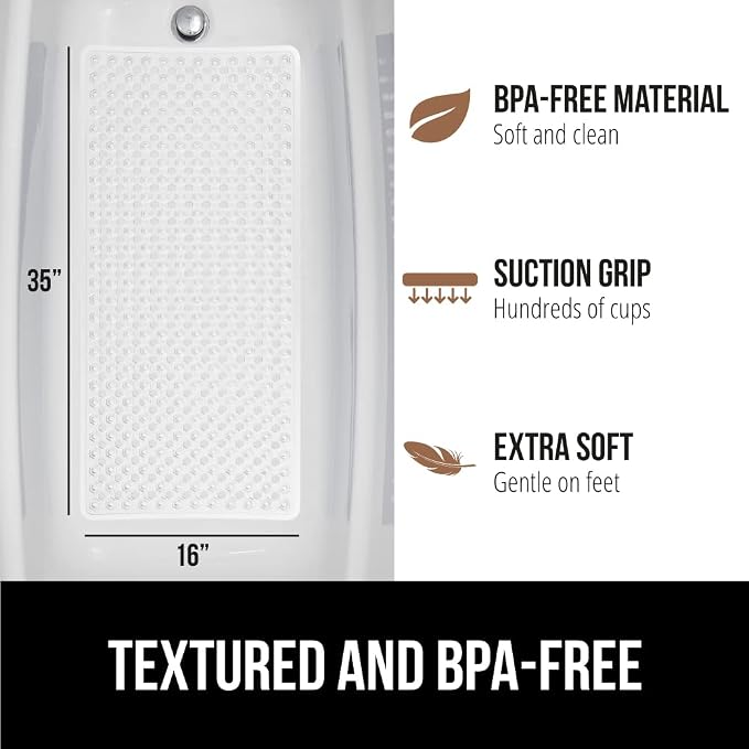 GORILLA GRIP Patented Bath Tub Shower Mat, Machine Washable Bathtub Floor Liner - Image 5