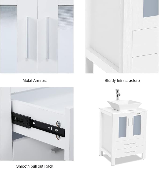 eclife 24" Modern Bathroom Vanity Sink Combo Freestanding Cabinet - Image 4