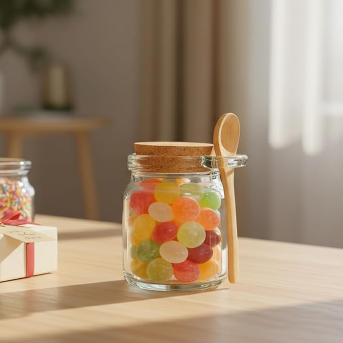 Ahhute Glass Sugar Scrubs Jars, Bath Salt Container 8oz, Salt Cellar - Image 3