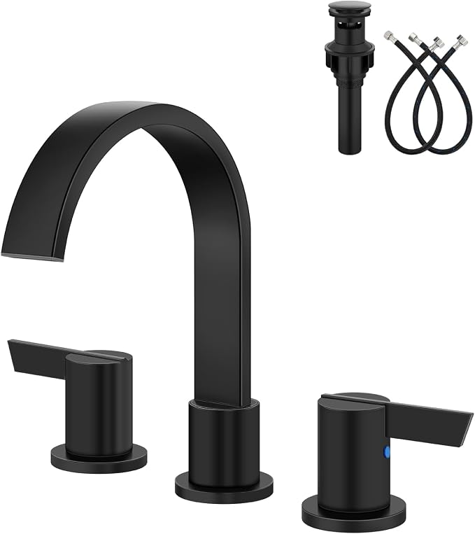 Aolemi Bathroom Faucets 3 Hole, 8 Inch Widespread Waterfall Bathroom Sink Faucet by Aolemi