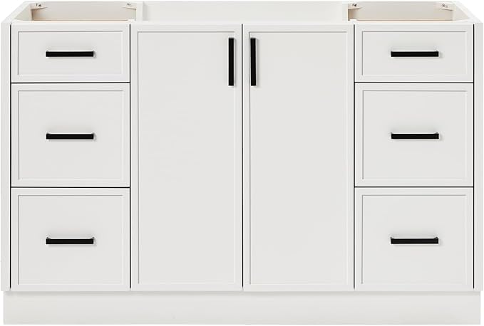 ARIEL Kelly 54 inch Bathroom Vanity Without Sink in White, Bathroom Base Cabinet by Ariel
