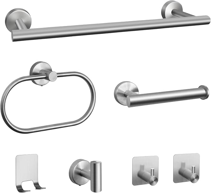 7 PCS Bathroom Hardware Set, Brushed Nickel Stainless Steel Bathroom Tower Rack by XHKDSYMC
