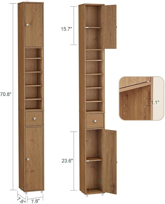 SoBuy Bathroom Narrow Storage Cabinet Skinny Tall Unit - Image 3