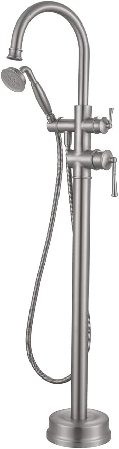 Freestanding Bathtub Faucet, Floor Mount Tub Faucet Brushed Nickel High Flow by HANGORO