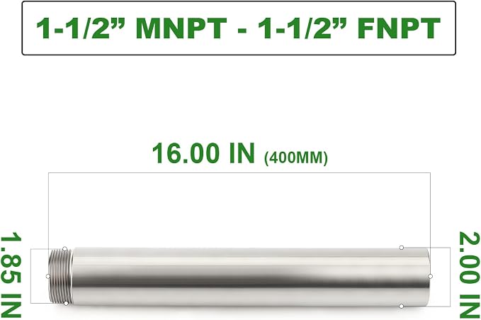 TAISHER 1PCS Stainless Steel Pipe Fittings, 1-1/2" NPT Male x 1-1/2" NPT Female - Image 2